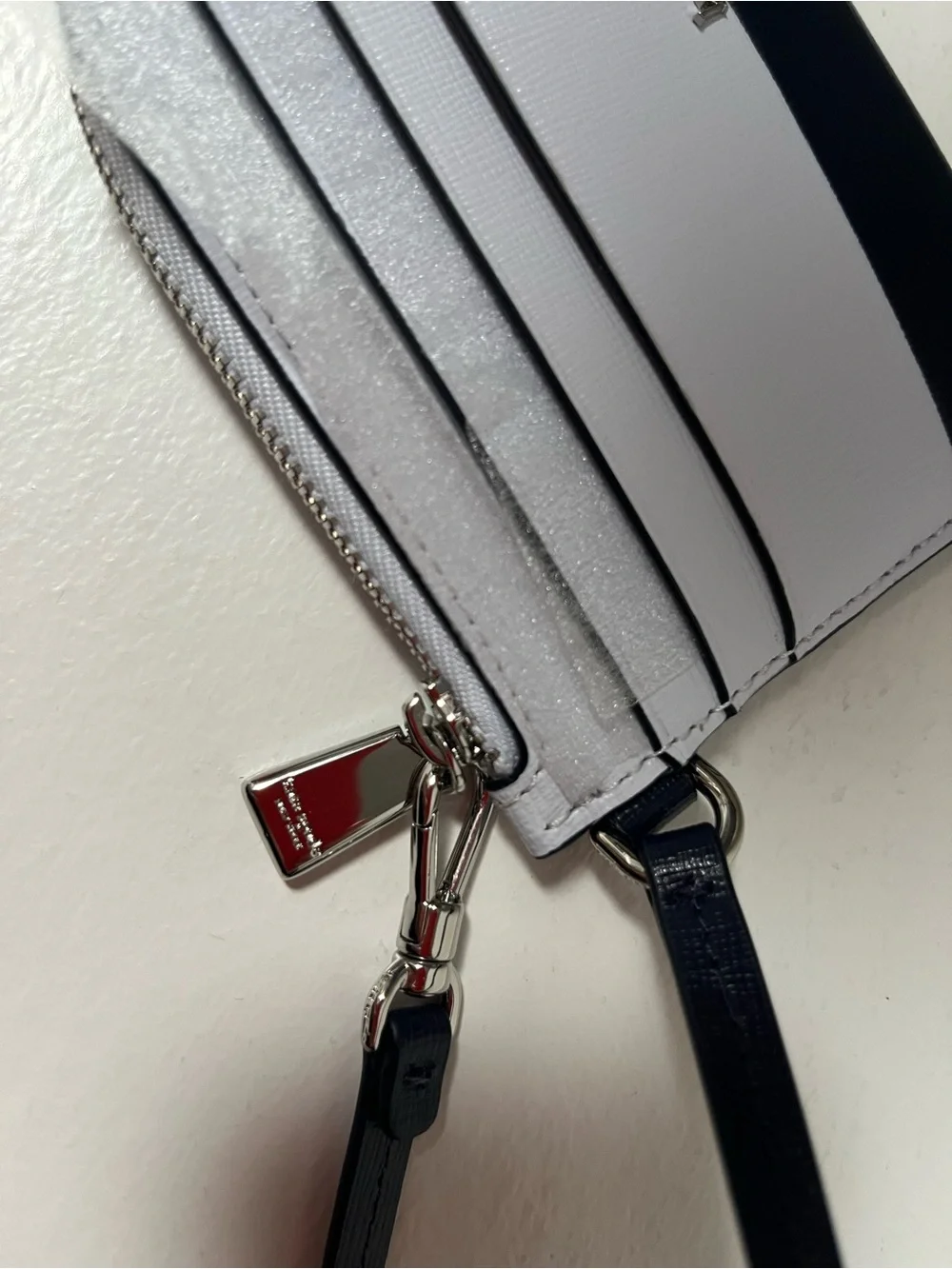kate spade baby blue, navy and silver Leather Wristlet Card Holder